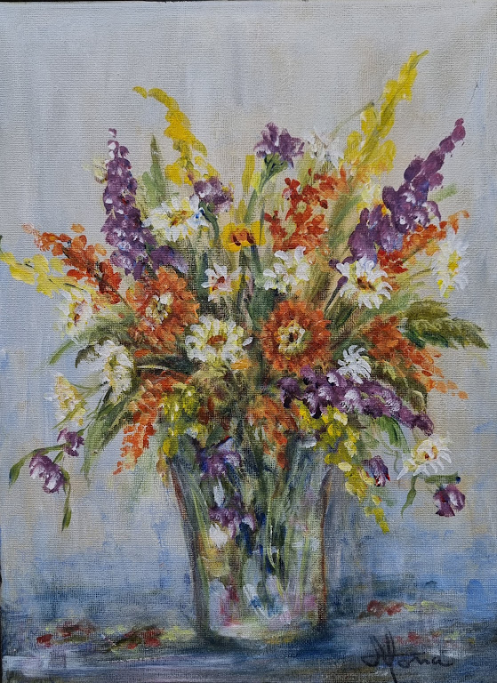 Buket Mont Martre 50x40 cm i lys træramme